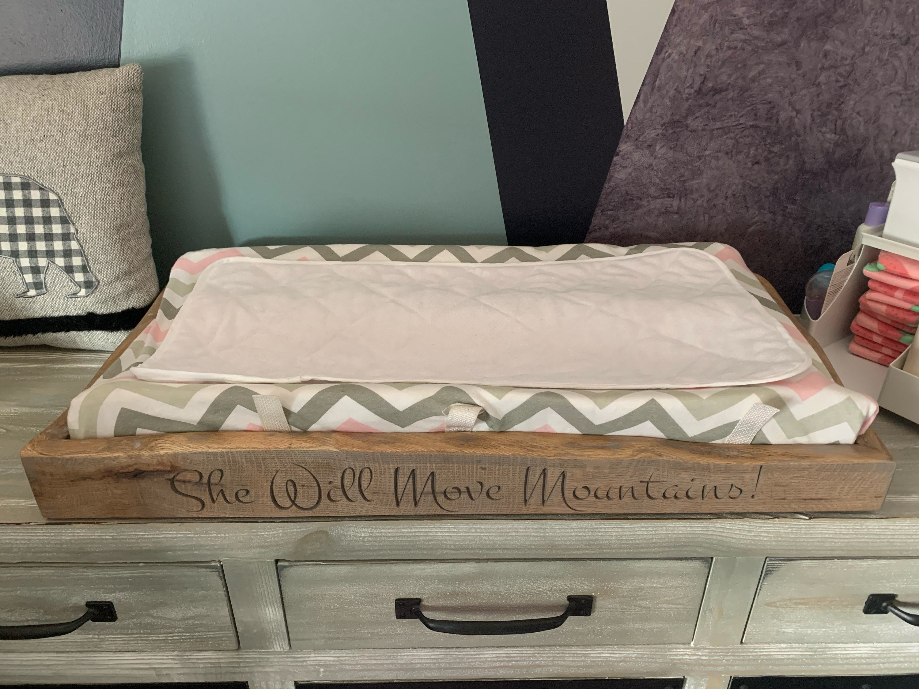 Custom Designed Diaper Changing Tray Live Edge Wood Box - Babies, Infa ...